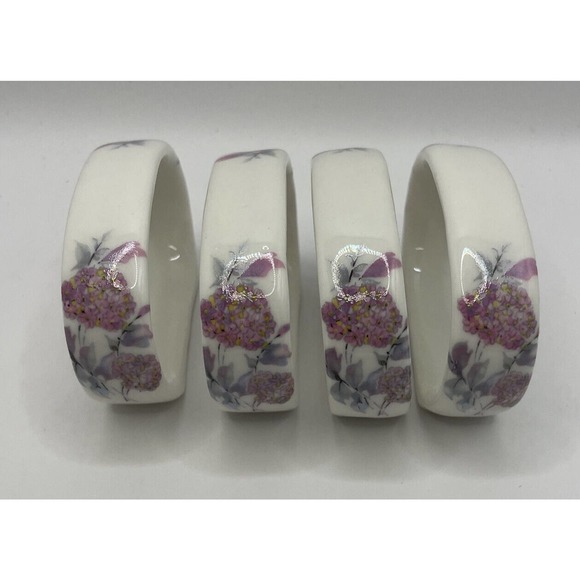 Brinns Bone China Napkin Rings‎ Ceramic Floral Vintage Set of 4 - Picture 1 of 7
